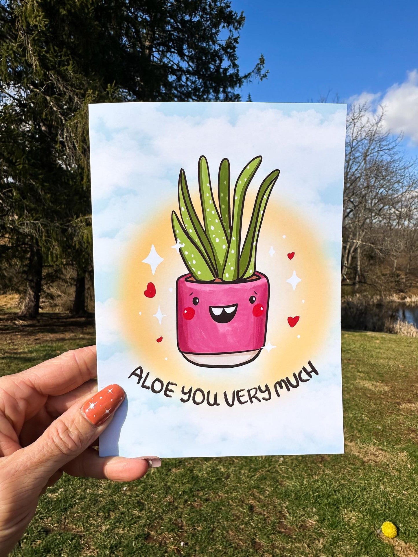 Funny pun greeting card Aloe You So Much, Love card for wife husband or spouse,