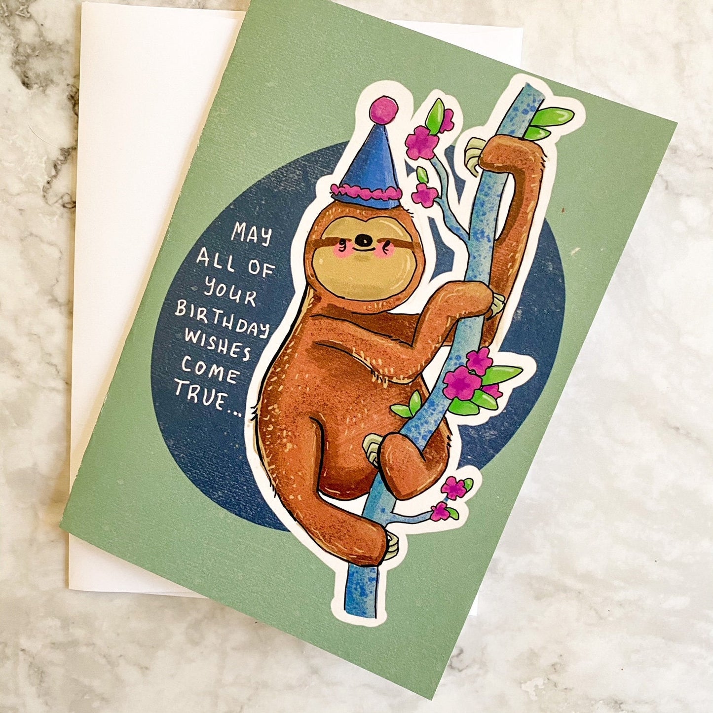 Cute Sloth Happy Birthday Card