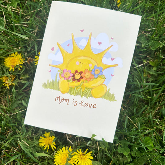 Cute Mother's Day Card for Mom from Young Child, Adult Child, or Multiple Children "Mom is Love"