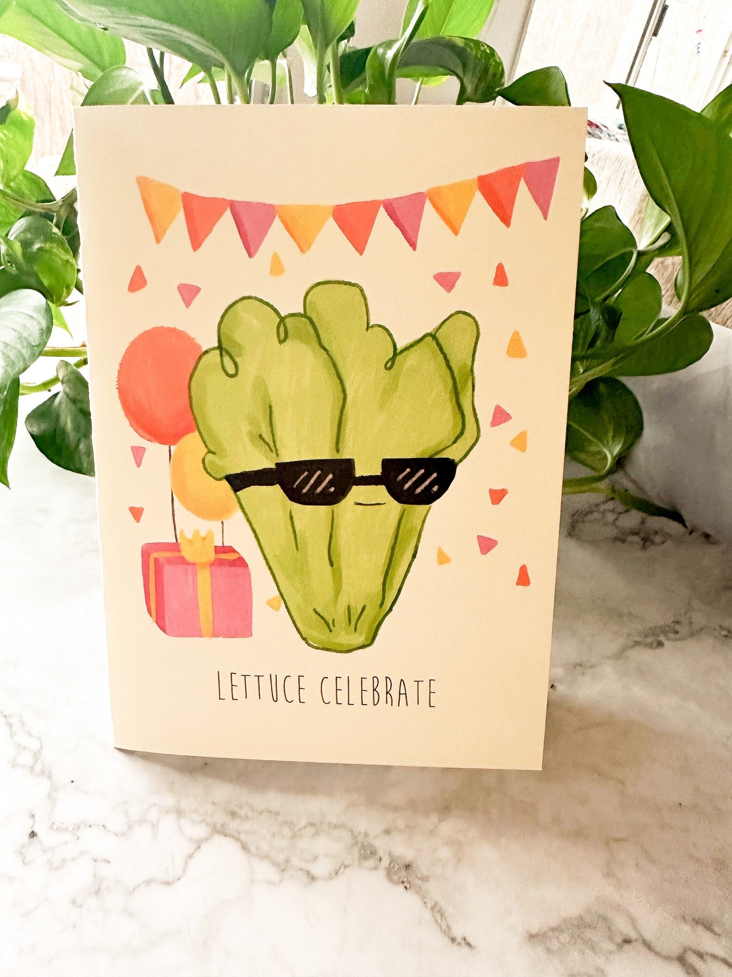 Lettuce Celebrate Funny Happy Birthday Card for farmer, gardener, vegan vegetarian or anyone!