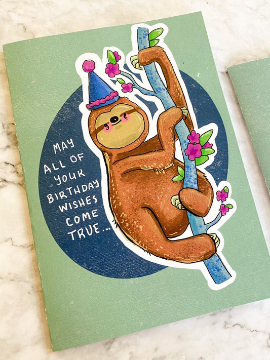 Cute Sloth Happy Birthday Card