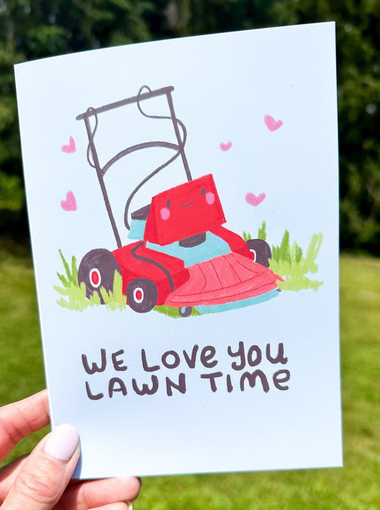 Funny Pun Father's Day Card "We Love You Lawn Time" Lawnmower Father's Day card from Spouse and Kids