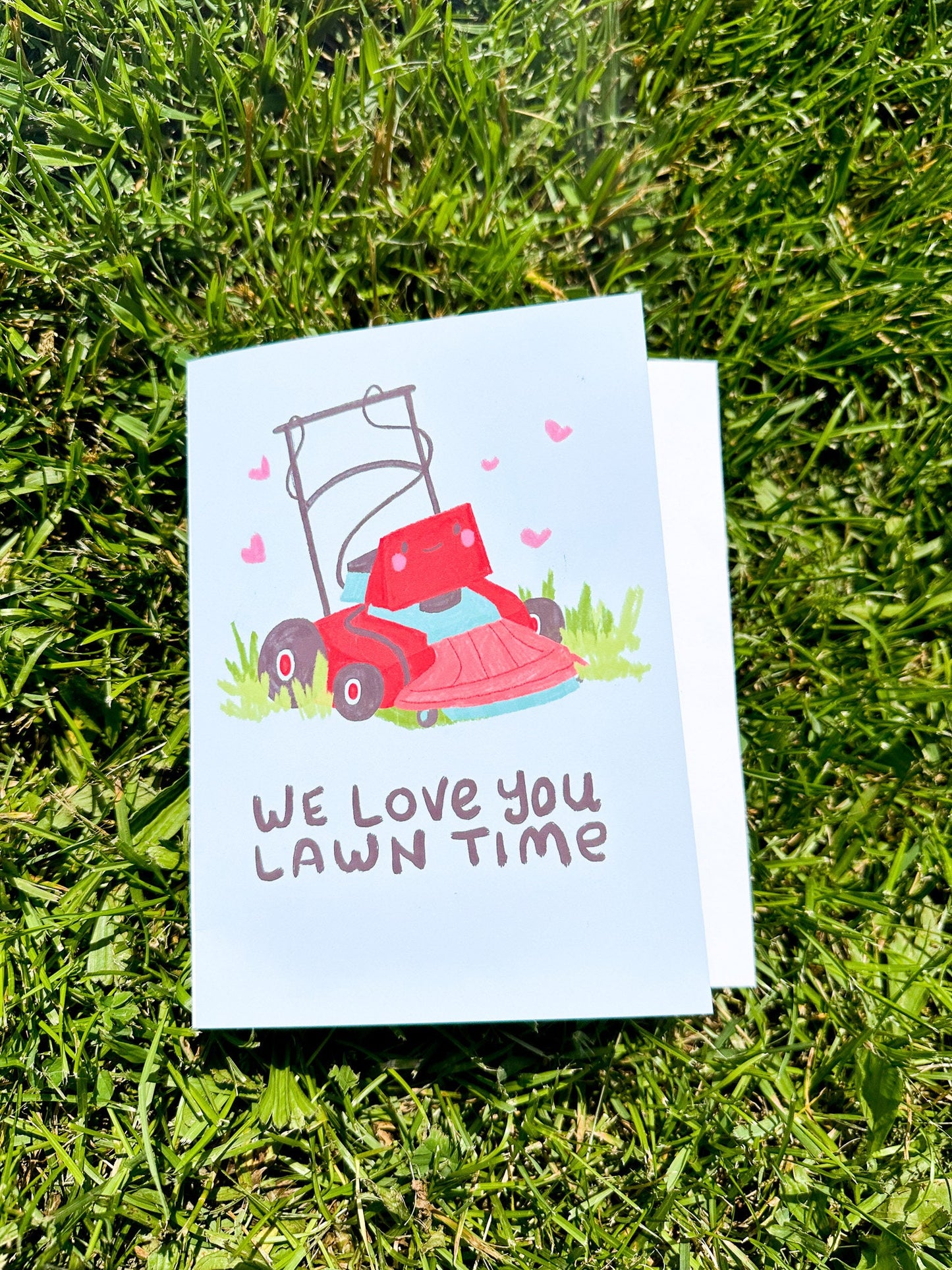 Funny Pun Father's Day Card "We Love You Lawn Time" Lawnmower Father's Day card from Spouse and Kids