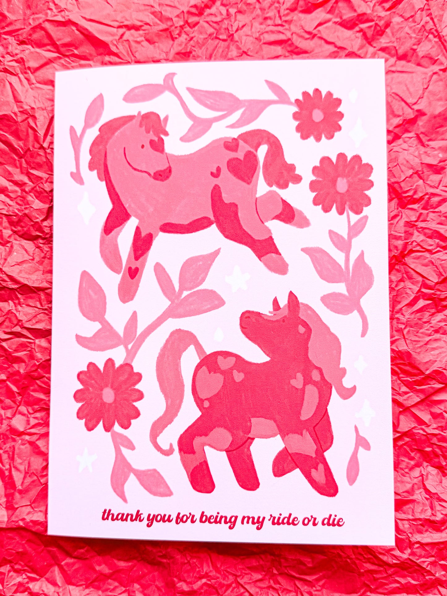 Galentines Day card - Valentines Day card for best friend "Thank you for being my ride or die"