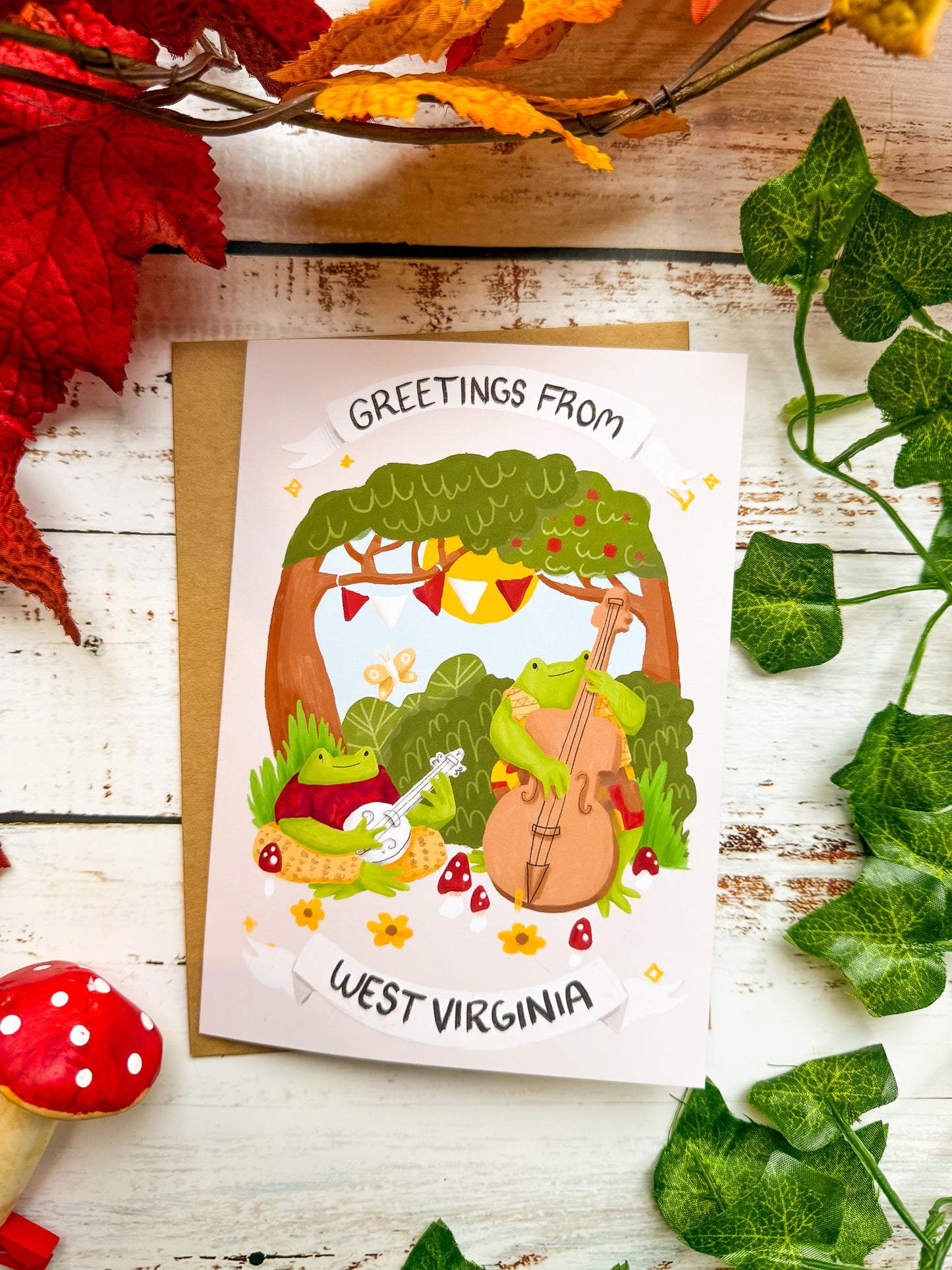 West Virginia Blank Greeting Card Bundle - Set of Four 5x7 Note Cards + kraft Envelopes