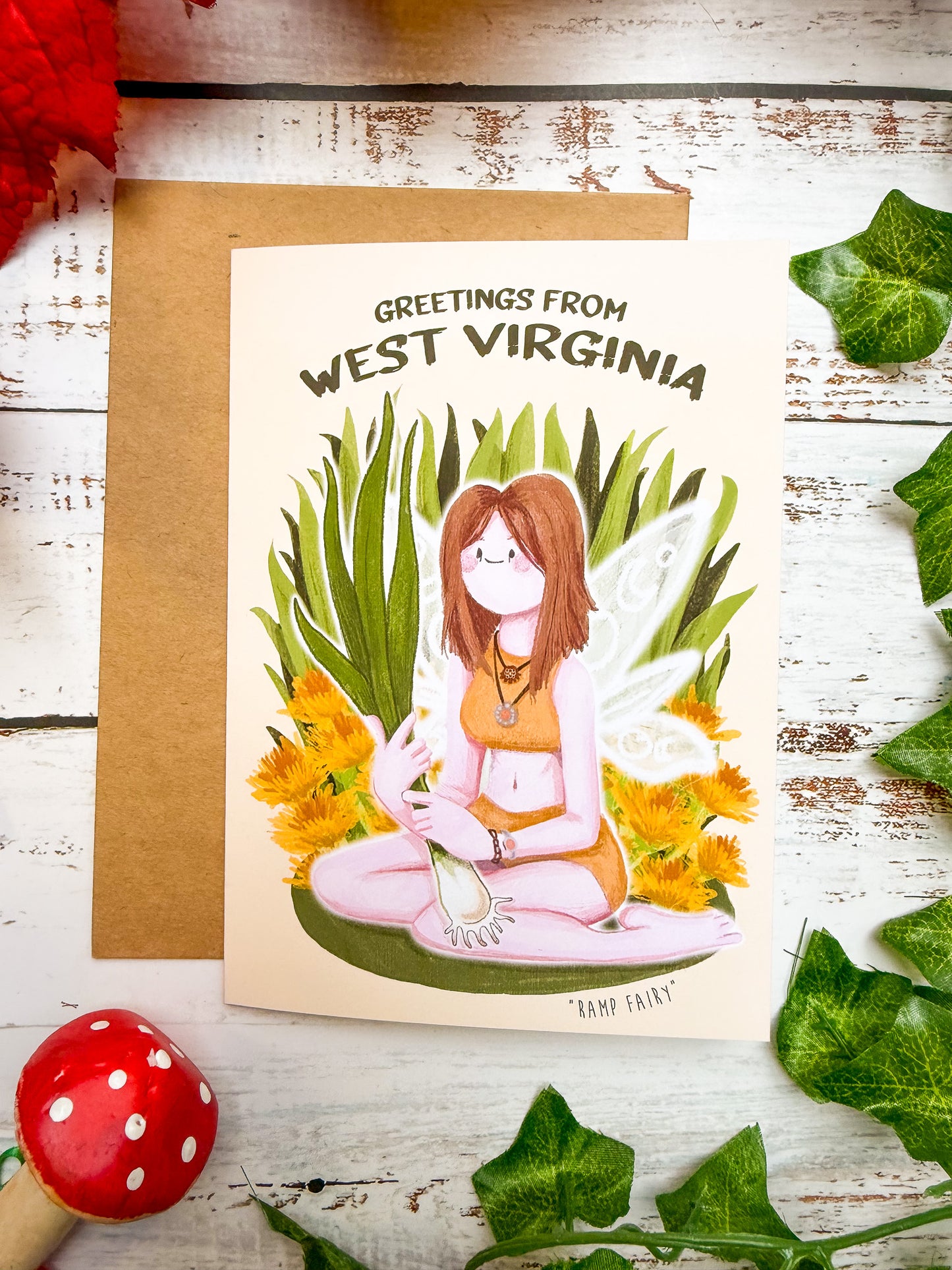 Morel Fairy and Ramp Fairy Greetings From West Virginia Greeting Card Bundle Set of 2