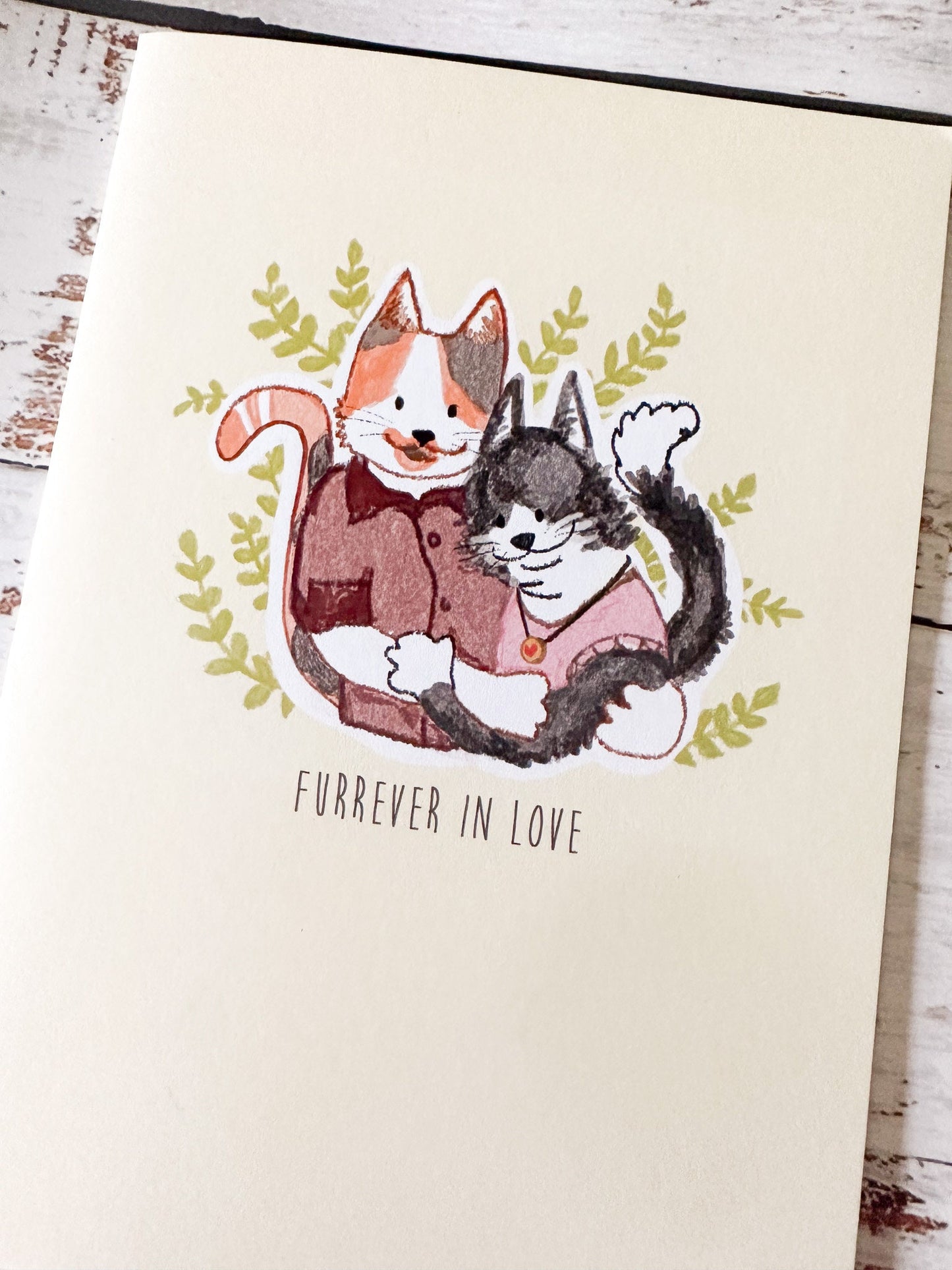 Cats Blank Card "Furrever in Love", Cute Wedding Card for Couple, Blank Love Card, Blank Anniversary Card, Cute Card for husband, wife SO