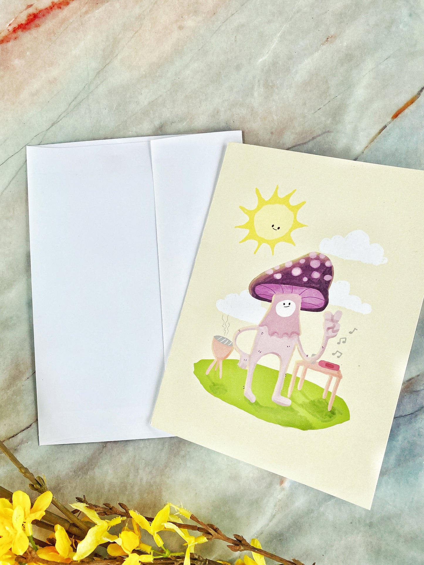 Mushroom Birthday Card “Fungi” ( Fun Guy ) Happy Birthday Card for him, Hippie Birthday Card, Funny Birthday Card, Pun Birthday Card