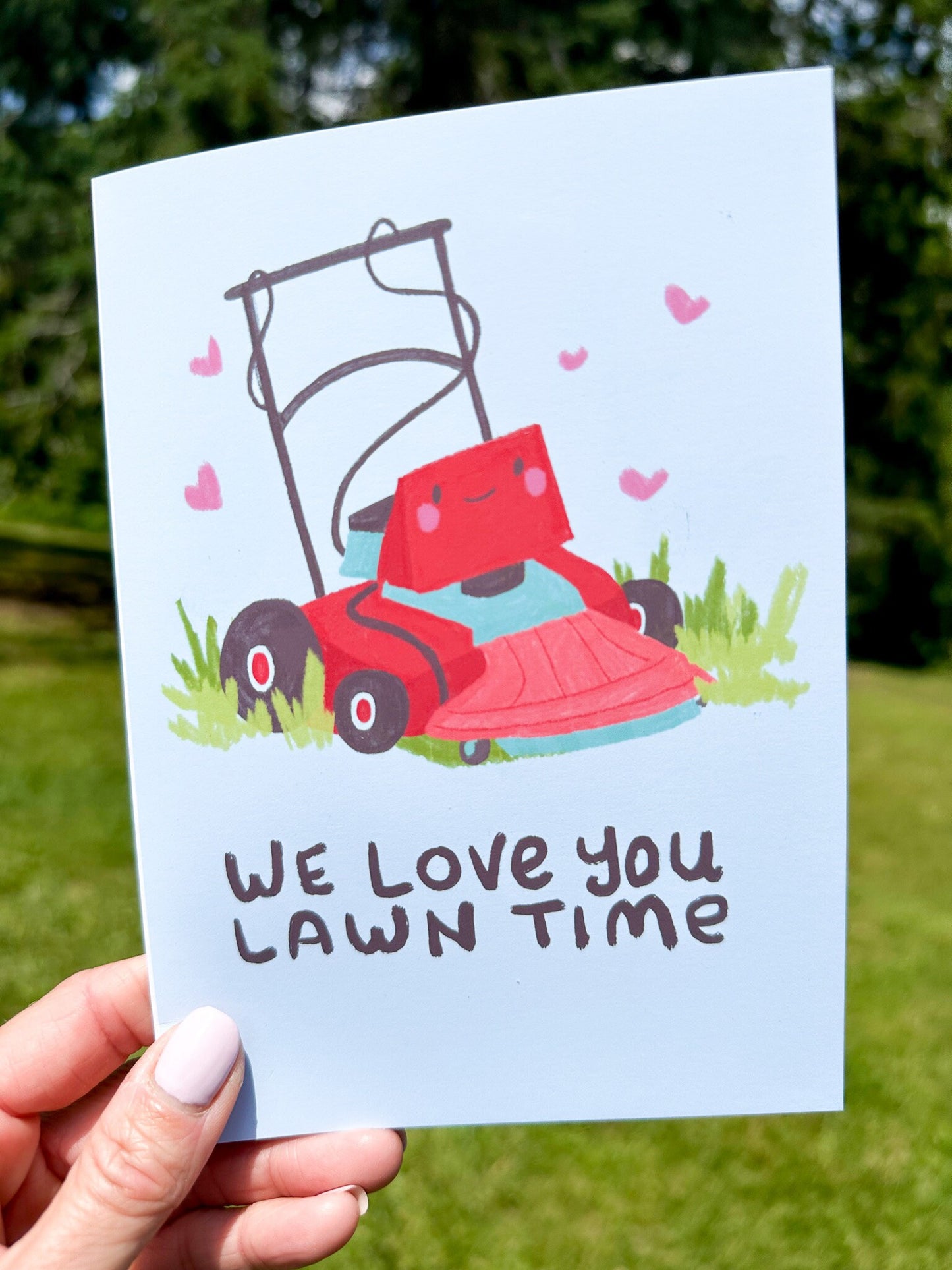 Funny Pun Father's Day Card "We Love You Lawn Time" Lawnmower Father's Day card from Spouse and Kids