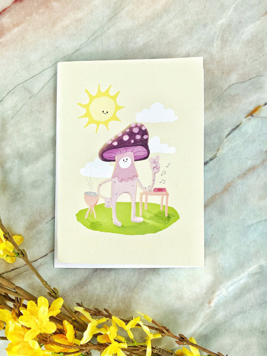 Mushroom Birthday Card “Fungi” ( Fun Guy ) Happy Birthday Card for him, Hippie Birthday Card, Funny Birthday Card, Pun Birthday Card