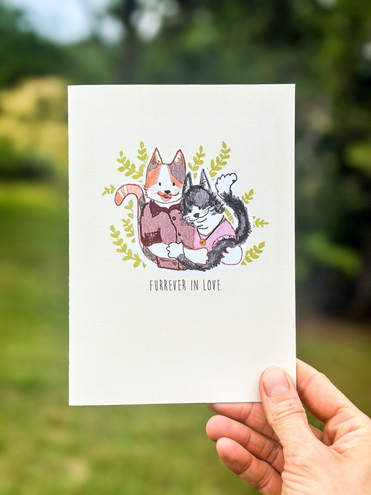 Cats Blank Card "Furrever in Love", Cute Wedding Card for Couple, Blank Love Card, Blank Anniversary Card, Cute Card for husband, wife SO