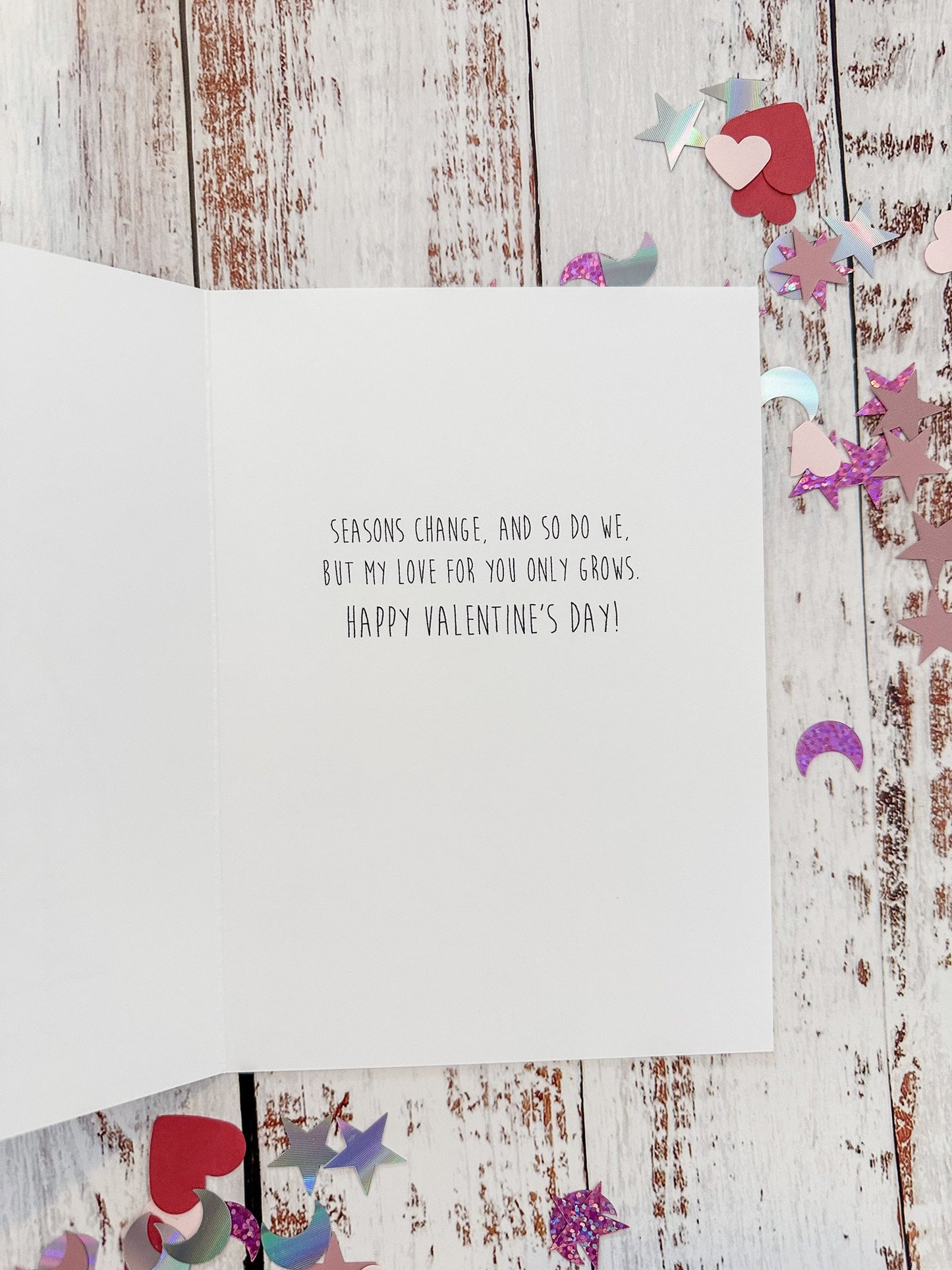 Cute Valentine's Day Card "I Love Growing With You" Greenhouse Valentine's Day Card, Plants Valentines Card for Her or Him Unisex LGBTQ+