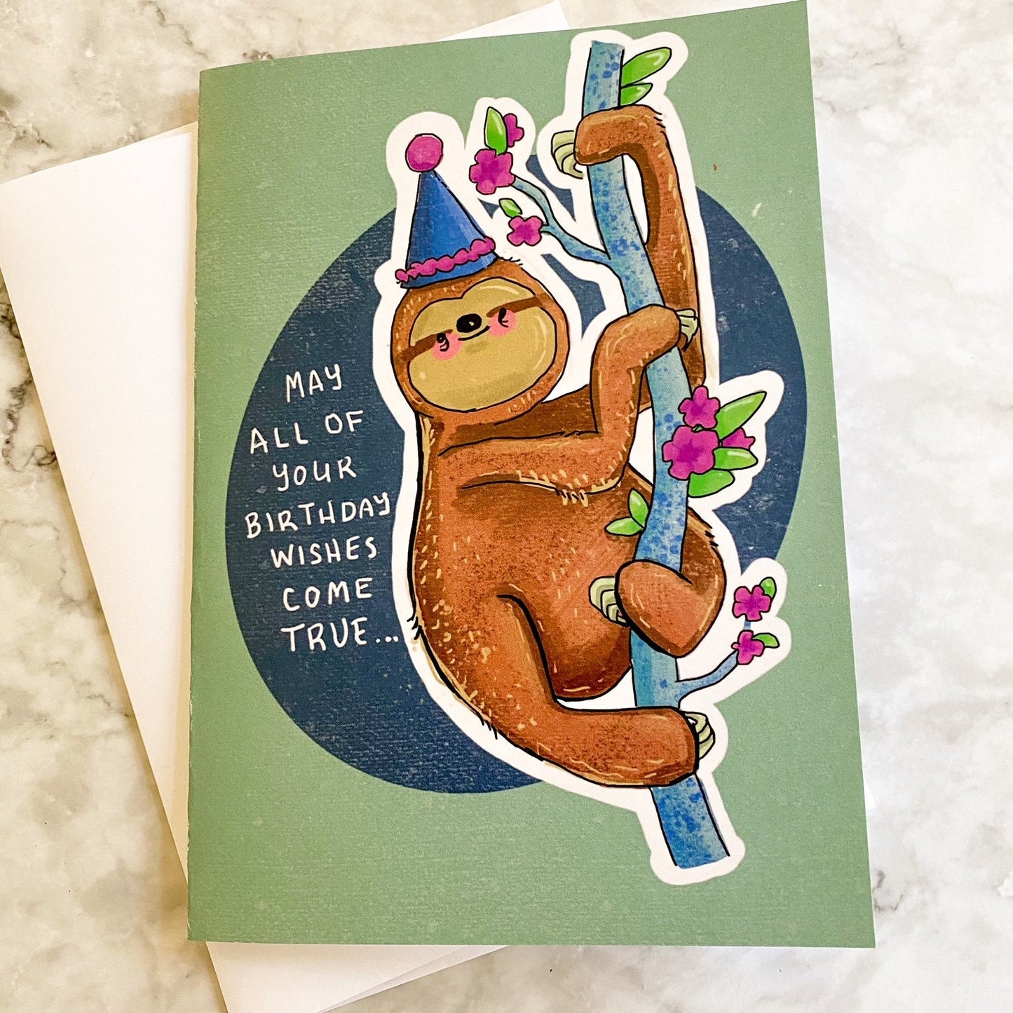 Cute Sloth Happy Birthday Card